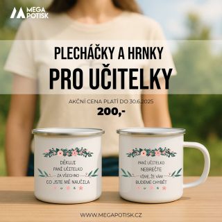 🎁 Dárek pro paní učitelku? Máme ho! Hrnky a plecháčky s věnováním za akční cenu 𝟐𝟎𝟎,- ✨ 🌸 Platí do 30. 6. 2025 🖊️ Na hrnek...